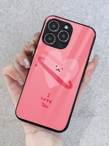 Vỏ điện thoại kính hoa văn trái tim - Nhiều màu - Xem 5