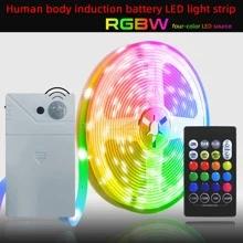6.5英尺人體感應rgbw四色燈帶,由3節3a電池供電,適用於櫥櫃燈、樓梯感應燈、床底感應小夜燈、戶外露營等 - 彩色 - 查看 1