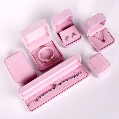 1pc Velvet Necklace Box Pendant Box Ring Box Earrings Box Bracelet Box For Jewelry Packaging