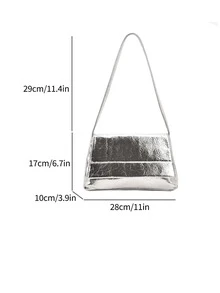 low tea Đập nhẹ Cái túi Kim loại Da giả Mốt Trung bình - Bạc - Xem 2