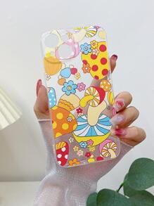 Vibrant Mushroom Print Phone Case - Multicolor - View 3