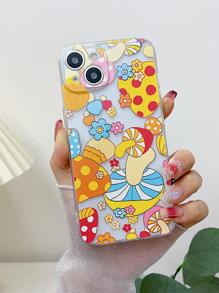 Vibrant Mushroom Print Phone Case - Multicolor - View 1
