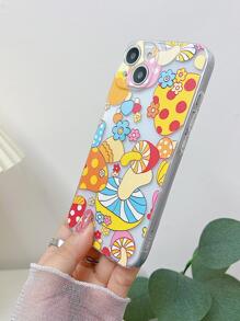 Vibrant Mushroom Print Phone Case - Multicolor - View 4