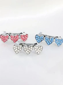 1pc Rhinestone Glasses Design Pet Hair Tie, Random Color Glitter Pet Hair Clip For Cat, Dog For Grooming - Multicolor - View 2