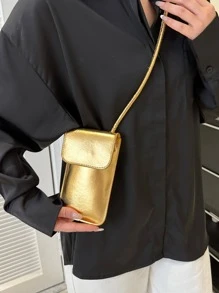 金色手機錢包前衛翻蓋斜挎包 - 金色 - 查看 5