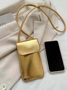 金色手機錢包前衛翻蓋斜挎包 - 金色 - 查看 7