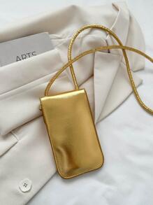 金色手機錢包前衛翻蓋斜挎包 - 金色 - 查看 8