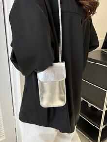 Silver Phone Wallet Funky Flap Crossbody Bag - Silver - View 2