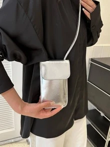 Silver Phone Wallet Funky Flap Crossbody Bag - Silver - View 3