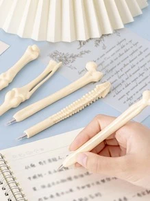 5支裝骨頭設計圓珠筆，學生用塑料創意圓珠筆 - 米色 - 查看 2
