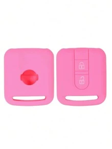 1pc Pink Silicone Car Key Protective Cover, Anti-Fall 2 Button, Suitable For Nissan - Pink - View 2