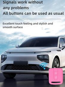 1pc Pink Silicone Car Key Protective Cover, Anti-Fall 2 Button, Suitable For Nissan - Pink - View 5