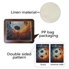 1入組足球和字母圖案花園旗幟，現代織物雙面戶外假日花園旗幟