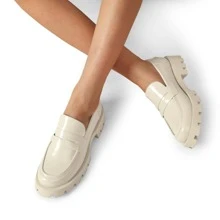 Women's Chunky Loafers 1.5-Inch Lug Sole Slip On Platform Penny Loafers For Women Dressy Work Business Casual Versatile Loafers Shoes - 米色 - 查看 6