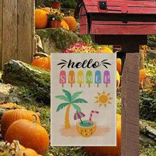 1pc Coconut Tree & Sun Pattern Garden Flag, Modern Fabric Yard Flag For Decoration - Multicolor - View 5