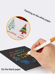 10 Pcs Metallic Marker Pens Dual Tip Brush And Fine Point Pens For DIY Album, Black Cards, Scrapbooking, Craft Supplies, On Ceramic, Stone, Glass Back To School