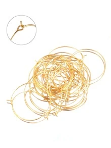 20入組不鏽鋼箍形耳環，大圓圈線圈耳環，適用於DIY耳環珠寶製作配件供應 - 金黃色 - 查看 1