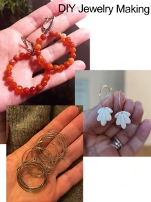 20入組不鏽鋼箍形耳環，大圓圈線圈耳環，適用於DIY耳環珠寶製作配件供應 - 金黃色 - 查看 5