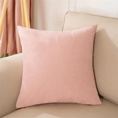 1pc Cute Pink Pillowcase, Green Pillowcase, Blue Pillowcase And Other Solid Color Linen Pillowcases, Office Sofa Cushion, Car Pillow, Living Room Waist Pillow Pillow, Enjoy Simple And Exquisite Life
