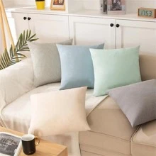 1 Funda de almohada rosa linda, funda de almohada verde, funda de almohada azul y otras fundas de almohada de lino de unicolor, cojín de sofá de oficina, almohada de coche, almohada lumbar para la sala de estar, disfruta de una vida sencilla y exquisita