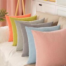 1 Funda de almohada rosa linda, funda de almohada verde, funda de almohada azul y otras fundas de almohada de lino de unicolor, cojín de sofá de oficina, almohada de coche, almohada lumbar para la sala de estar, disfruta de una vida sencilla y exquisita