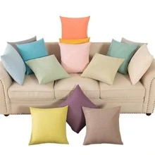 1 Funda de almohada rosa linda, funda de almohada verde, funda de almohada azul y otras fundas de almohada de lino de unicolor, cojín de sofá de oficina, almohada de coche, almohada lumbar para la sala de estar, disfruta de una vida sencilla y exquisita