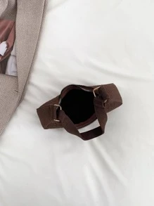 Bolso hobo con cocodrilo en relieve unicolor moda estilo - Café integral - Ver 4