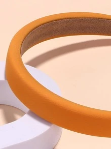 1入組女性素色休閒寬髮箍適用於日常生活 - 橘色 - 查看 6