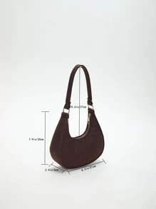 Bolso hobo con cocodrilo en relieve unicolor moda estilo - Café integral - Ver 5