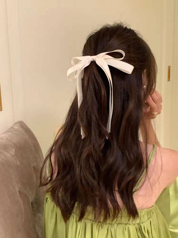 1/2pcs Women Solid Color Fabric Sweet Bow Barrette Beige Hair Clip, Stylish Hair Accessory Suitable For Back To School, Valentine's Day, Daily Wear Claw Clips Hair Claws Hair Barrettes, School Stuff, Elegant, College, Bows, Cute