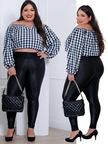 Plus Size Women Tops - 黑與白 - 查看 3