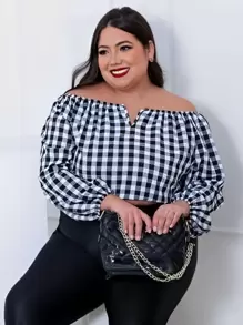 Plus Size Women Tops - 黑與白 - 查看 2
