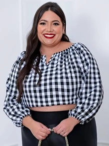 Plus Size Women Tops - 黑與白 - 查看 1