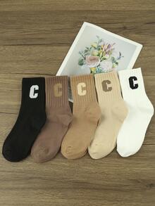5pairs Men Letter Graphic Crew Socks - Multicolor - View 4