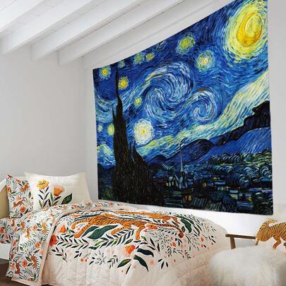 油画图案挂毯，现代悬挂织物墙面装饰，用于家居装饰，房间旗帜，房间装饰，挂毯，墙壁艺术，房间用品，房间旗帜，壁毯