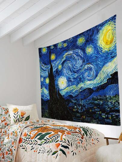 Oil Painting Pattern Tapestry, Modern Hanging Fabric Wall Decoration, For Home Decor, Flag For Room, Room Decor, Tapestries, Wall Art ,Room Stuffs, Flags For Room, Wall Tapestry