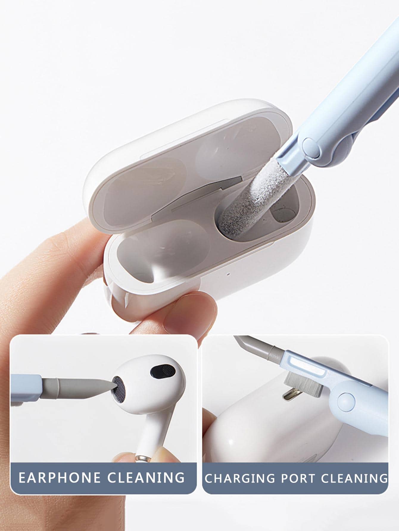 1 cái Bút làm sạch bằng nhựa, Bàn chải làm sạch màu xanh hiện đại để làm sạch hộp tai nghe