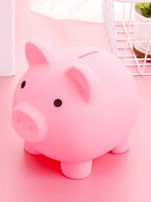 1pc Plastic Money Box, Cute Pig Design Coin Saving Box For Home - Pink - View 1