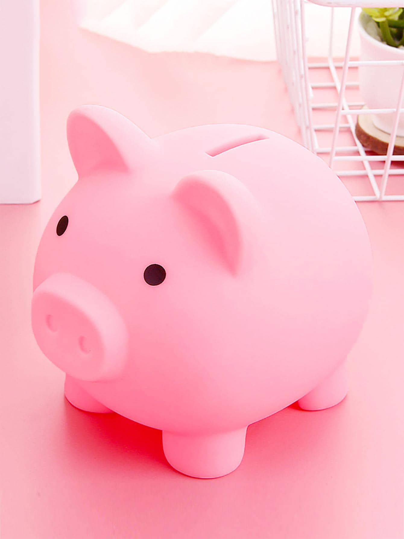 1pc Plastic Money Box, Cute Pig Design Coin Saving Box For Home - Pink - View 1