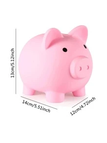 1pc Plastic Money Box, Cute Pig Design Coin Saving Box For Home - Pink - View 4