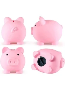 1pc Plastic Money Box, Cute Pig Design Coin Saving Box For Home - Pink - View 5
