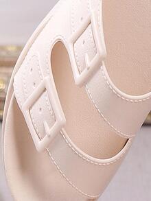 Pantuflas con plataforma y detalle de hebilla - Beis - Ver 5