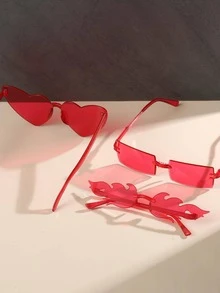 3 cặp kính thời trang nữ khung trái tim - Màu Hồng Tươi - Xem 2