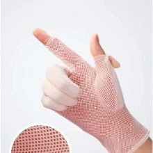 Guantes de pantalla táctil de color combinado - Rosa - Ver 4