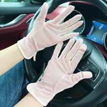 Guantes de pantalla táctil de color combinado - Rosa - Ver 2