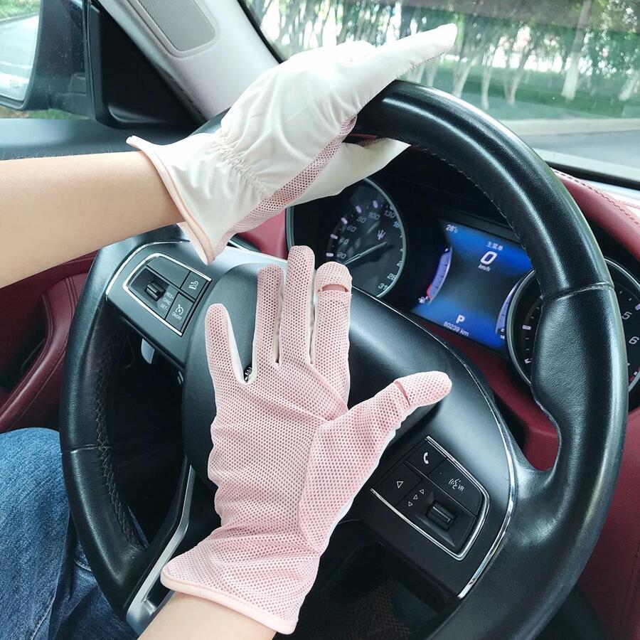 Guantes de pantalla táctil de color combinado - Rosa - Ver 1