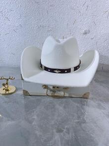 Hombres Sombrero fedora con diseño de cinturón - Blanco - Ver 4