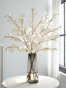 1 片人造植物叶，白色亚克力假桉树，适用于家居装饰、情人节、礼物 - 白色 - 查看 1