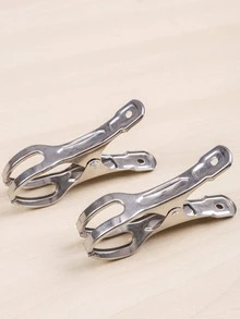 2pcs Strong Grip Clothespins (Socks, Quilts, Sheets And More) With Opening And Anti-Slip Design - Silver - View 4
