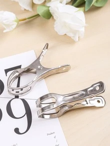 2pcs Strong Grip Clothespins (Socks, Quilts, Sheets And More) With Opening And Anti-Slip Design - Silver - View 5